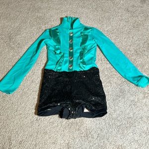 Teal and black dance costume